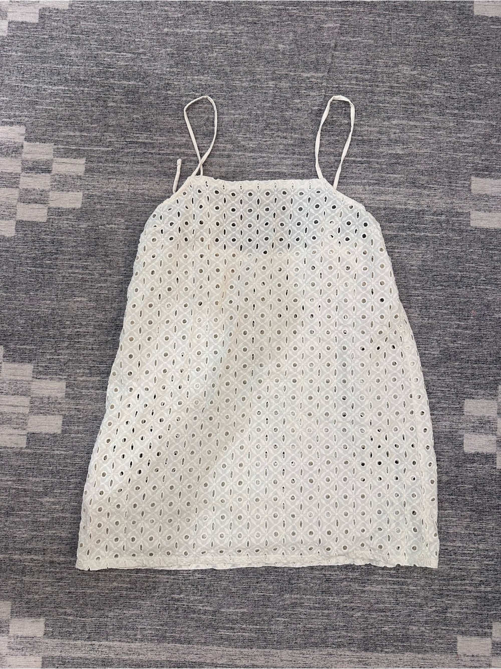 Vitamin A White Eyelet Drawstring Tank